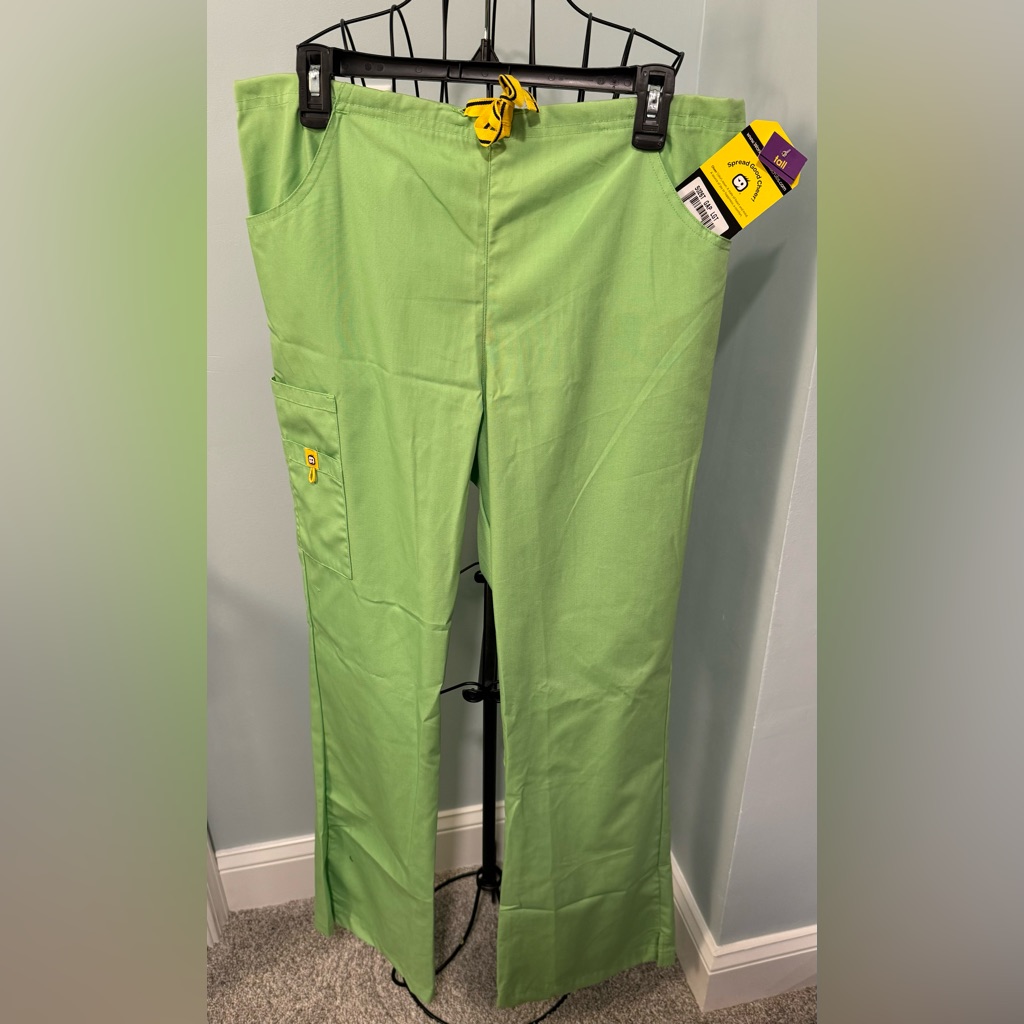 Wonderwink Origins Women's Green Apple Flare Scrub Pants-5026 Large Tall L Lt
